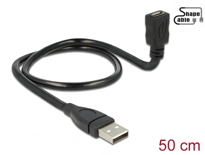 Delock Kabel USB 2.0 Typ-A Stecker > USB 2.0 Micro-B Buchse ShapeCable 0,50 m