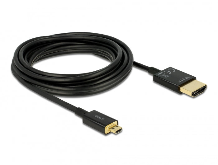 Delock Kabel High Speed HDMI mit Ethernet - HDMI-A Stecker > HDMI Micro-D Stecker 3D 4K 4,5 m Aktiv Slim High Quality