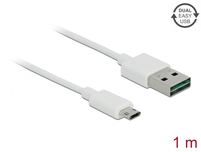 Delock Kabel EASY-USB 2.0 Typ-A Stecker > EASY-USB 2.0 Typ Micro-B Stecker 1 m weiß