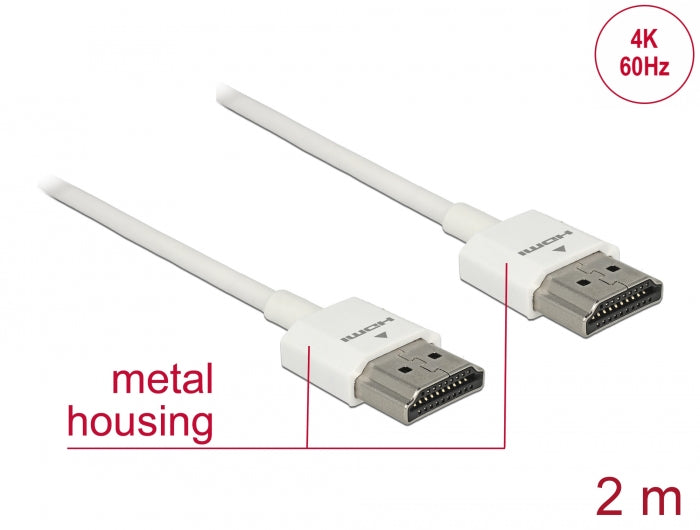 Delock Kabel High Speed HDMI mit Ethernet - HDMI-A Stecker > HDMI-A Stecker 3D 4K 2 m Slim High Quality