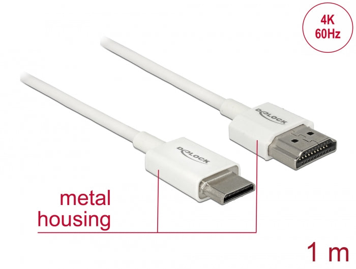 Delock Kabel High Speed HDMI mit Ethernet - HDMI-A Stecker > HDMI Mini-C Stecker 3D 4K 1 m Slim High Quality