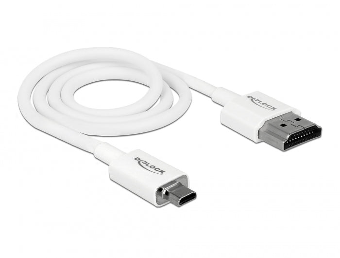 Delock Kabel High Speed HDMI mit Ethernet - HDMI-A Stecker > HDMI Micro-D Stecker 3D 4K 0,5 m Slim High Quality