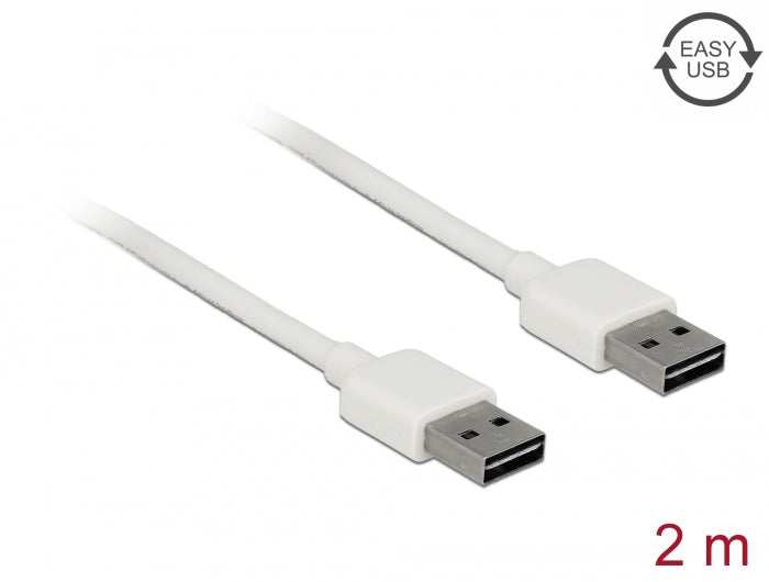 Delock Kabel EASY-USB 2.0 Typ-A Stecker > EASY-USB 2.0 Typ-A Stecker 2 m weiß