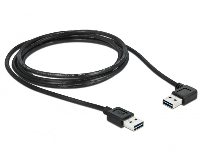 Delock Kabel EASY-USB 2.0 Typ-A Stecker > EASY-USB 2.0 Typ-A Stecker gewinkelt links / rechts 2 m