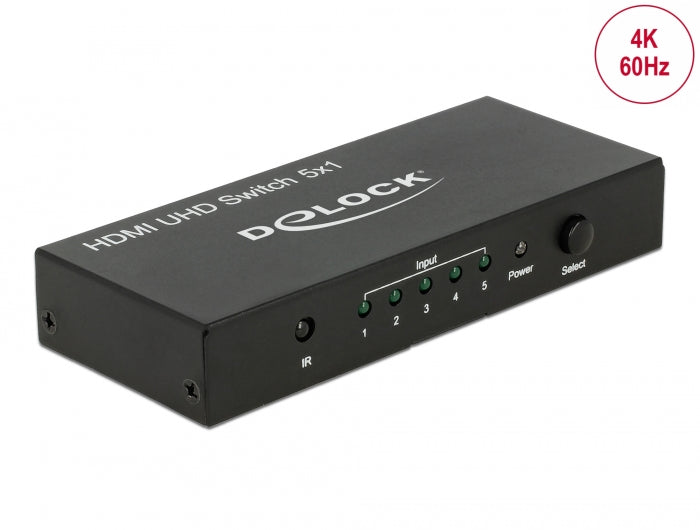 Delock HDMI UHD Switch 5 x HDMI in > 1 x HDMI out 4K