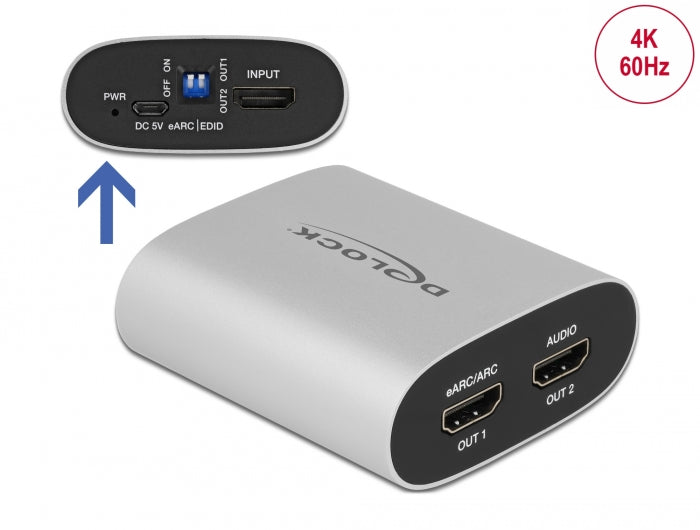 Delock HDMI HD Audio Extractor 4K 60 Hz zu HDMI mit eARC