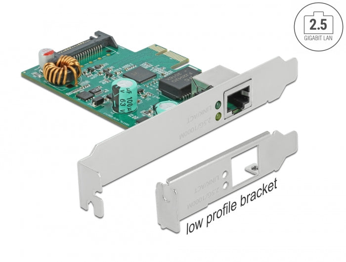 Delock PCI Express x1 Netzwerkkarte 2,5 Gigabit LAN 1 x RJ45 mit PoE+ RTL8125