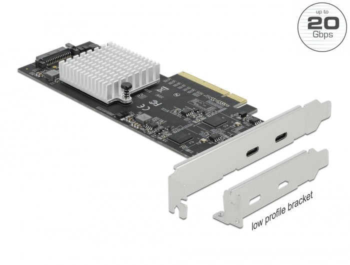 Delock PCI Express x8 Karte zu 2 x extern SuperSpeed USB 20 Gbps (USB 3.2 Gen 2x2) USB Type-C™ Buchse - Low Profile Formfaktor