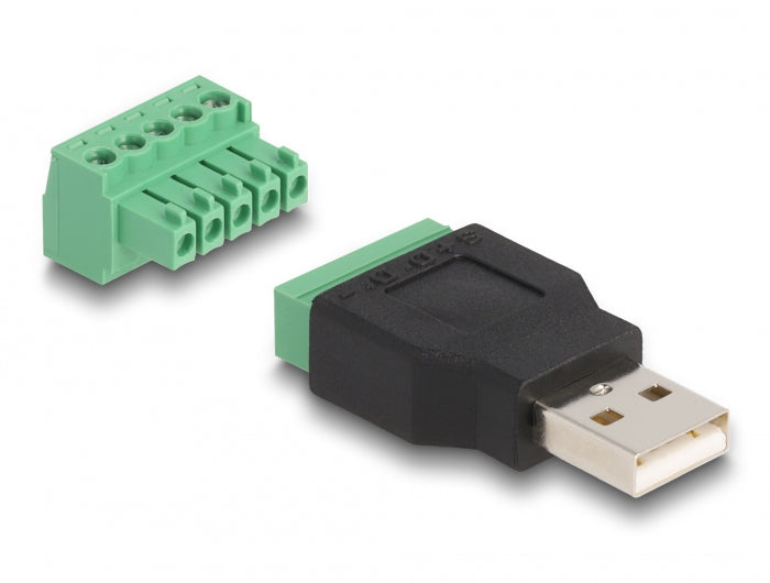 Delock USB 2.0 Typ-A Stecker zu Terminalblock Adapter 2-teilig