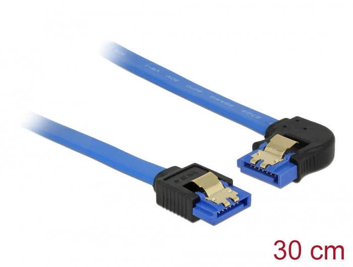 Delock Kabel SATA 6 Gb/s Buchse gerade > SATA Buchse links gewinkelt 30 cm blau mit Goldclips