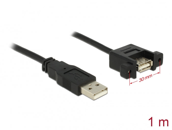Delock Kabel USB 2.0 Typ-A Stecker > USB 2.0 Typ-A Buchse zum Einbau 1 m