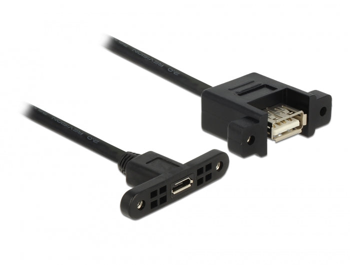 Delock Kabel USB 2.0 Micro-B Buchse zum Einbau > USB 2.0 Typ-A Buchse zum Einbau 1 m