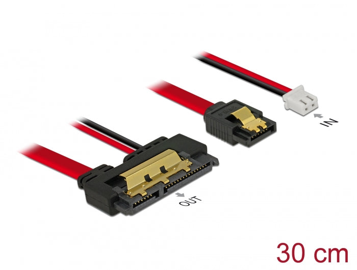 Delock Kabel SATA 6 Gb/s 7 Pin Buchse + 2 Pin Strom Buchse > SATA 22 Pin Buchse gerade (5 V) Metall 30 cm