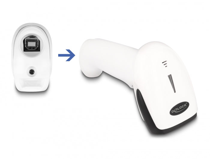 Delock Barcode Scanner 1D und 2D für 2,4 GHz, Bluetooth oder USB - weiß