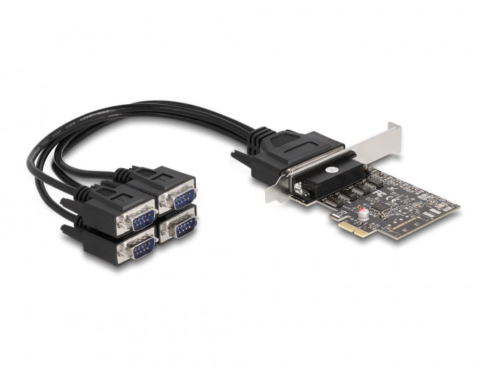Delock PCI Express Karte zu 4 x Seriell RS-232 mit Standard und Low Profile Slotblenden