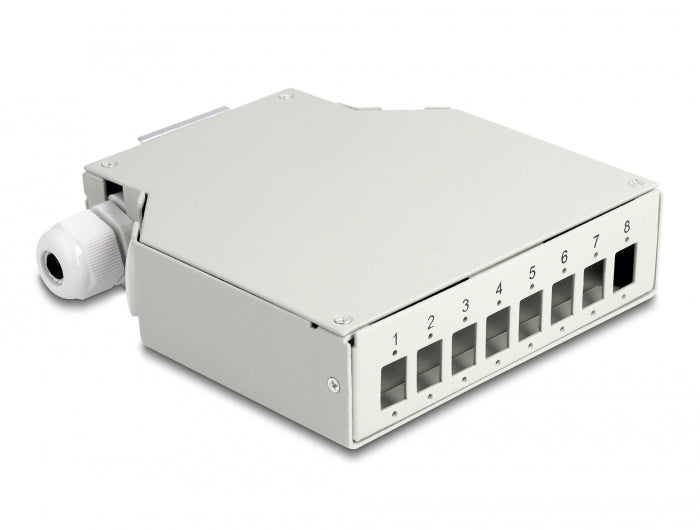Delock LWL Verteilerbox für Hutschiene 8 Port grau
