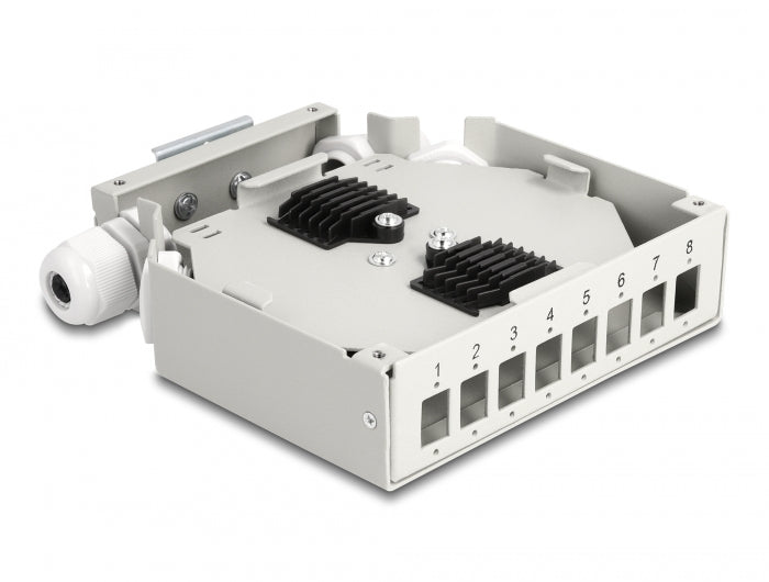 Delock LWL Verteilerbox für Hutschiene 8 Port grau