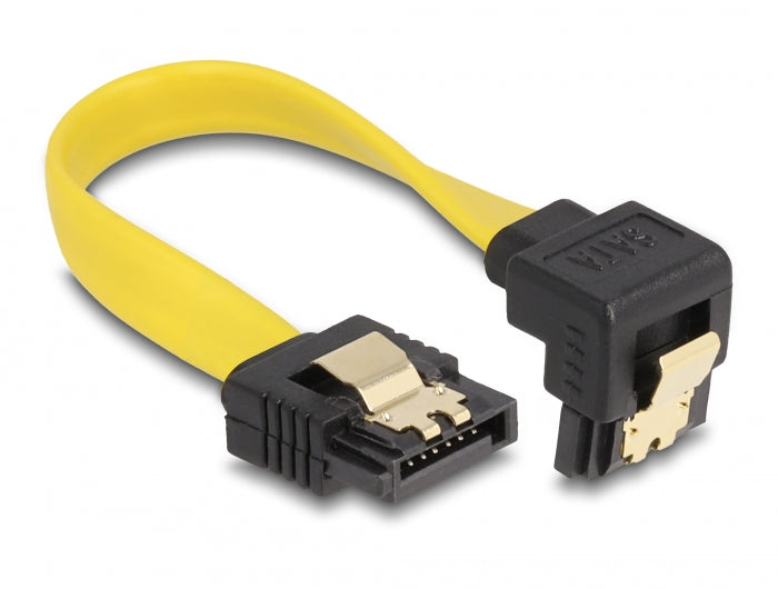 Delock SATA 3 Gb/s Kabel gerade auf unten gewinkelt 10 cm gelb