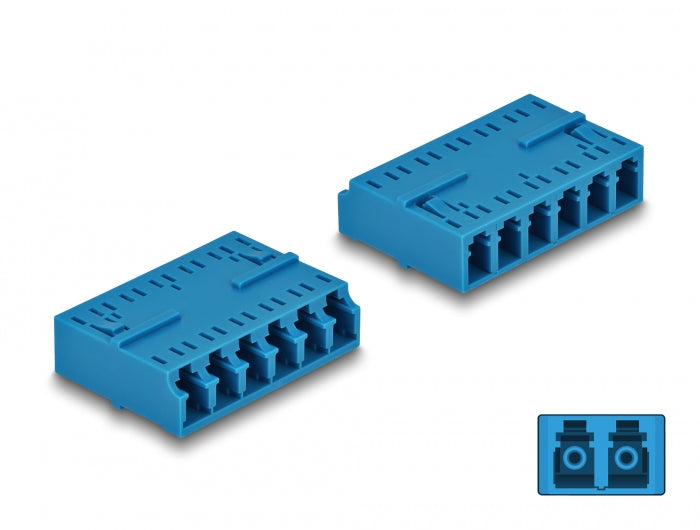 Delock LWL Kupplung HD LC Hexaplex Buchse zu LC Hexaplex Buchse blau