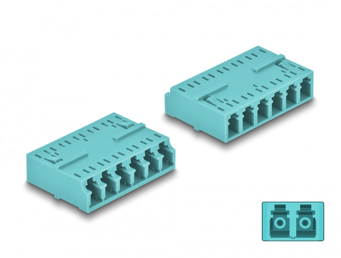 Delock LWL Kupplung HD LC Hexaplex Buchse zu LC Hexaplex Buchse aqua