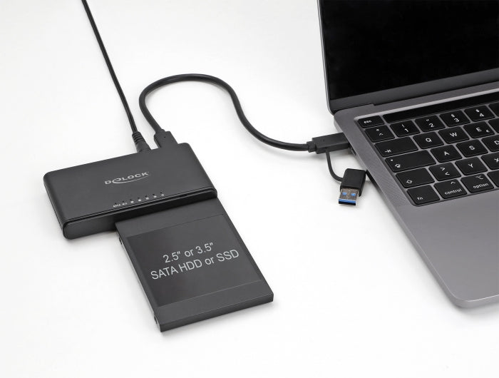 Delock USB Type-C™ Konverter für 1 x M.2 NVMe SSD + 1 x SATA SSD / HDD mit Klon Funktion