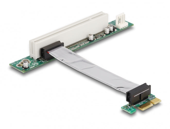 Delock Riser Karte PCI Express x1 > 1 x PCI mit flexiblem Kabel 9 cm links gerichtet