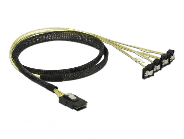Delock Kabel Mini SAS SFF-8087 > 4 x SATA 7 Pin gewinkelt 1 m