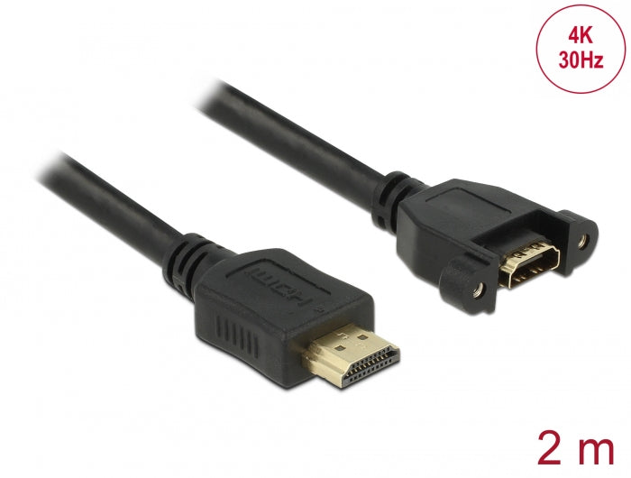 Delock Kabel HDMI-A Stecker > HDMI-A Buchse zum Einbau 4K 30 Hz 2 m