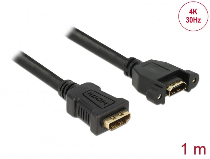 Delock Kabel HDMI-A Buchse > HDMI-A Buchse zum Einbau 4K 30 Hz 1 m