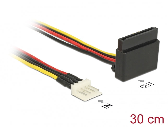 Delock Stromkabel SATA 15 Pin Buchse > 4 Pin Floppy Stecker Metall 30 cm