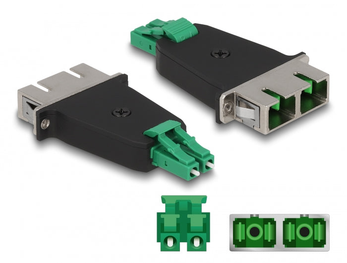 Delock LWL Hybrid Kupplung LC Duplex Stecker zu SC Duplex Buchse grün