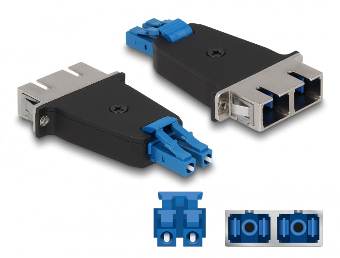Delock LWL Hybrid Kupplung LC Duplex Stecker zu SC Duplex Buchse blau