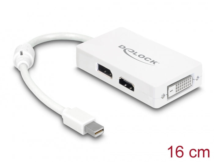 Delock Adapter mini DisplayPort 1.1 Stecker > DisplayPort / HDMI / DVI Buchse Passiv weiß