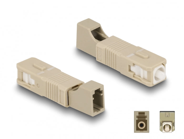 Delock LWL Hybrid Kupplung SC Simplex Stecker zu LC Simplex Buchse beige