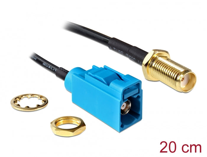 Delock Antennenkabel FAKRA Z Buchse > SMA Buchse zum Einbau RG-174 20 cm