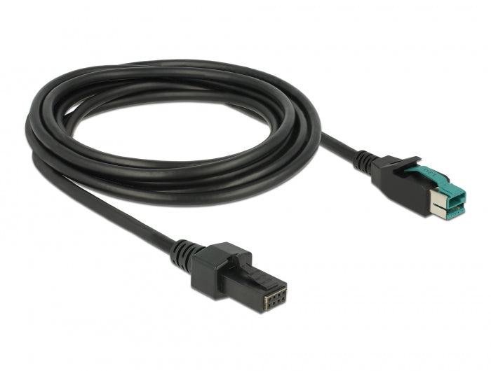 Delock PoweredUSB Kabel Stecker 12 V > 2 x 4 Pin Stecker 3 m für POS Drucker und Terminals