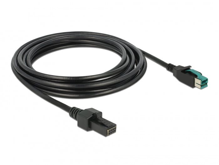 Delock PoweredUSB Kabel Stecker 12 V > 2 x 4 Pin Stecker 4 m für POS Drucker und Terminals