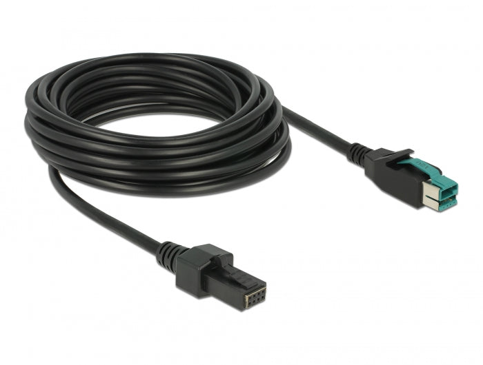 Delock PoweredUSB Kabel Stecker 12 V > 2 x 4 Pin Stecker 5 m für POS Drucker und Terminals