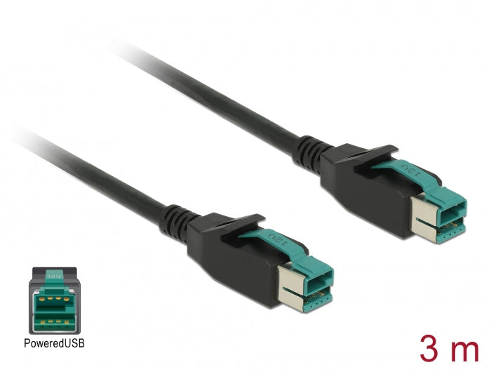 Delock PoweredUSB Kabel Stecker 12 V > PoweredUSB Stecker 12 V 3 m für POS Drucker und Terminals