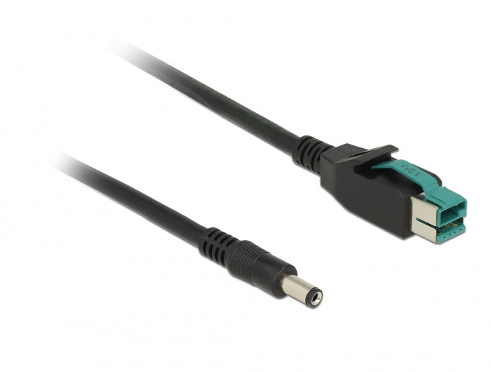 Delock PoweredUSB Kabel Stecker 12 V > DC 5,5 x 2,1 mm Stecker 2 m für POS Drucker und Terminals