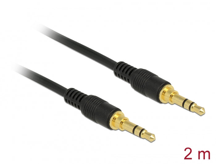 Delock Klinkenkabel 3,5 mm 3 Pin Stecker > Stecker 2 m schwarz