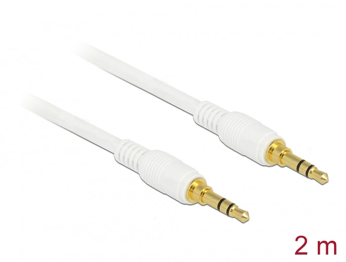 Delock Klinkenkabel 3,5 mm 3 Pin Stecker > Stecker 2 m weiß