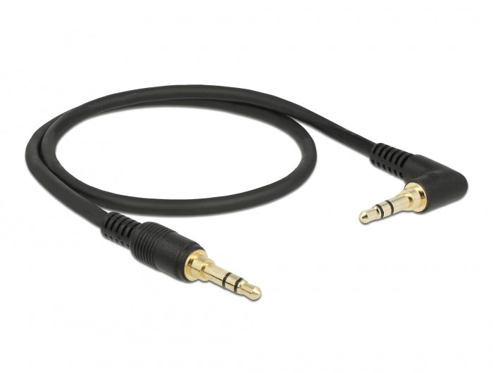 Delock Klinkenkabel 3,5 mm 3 Pin Stecker > Stecker gewinkelt 0,5 m schwarz