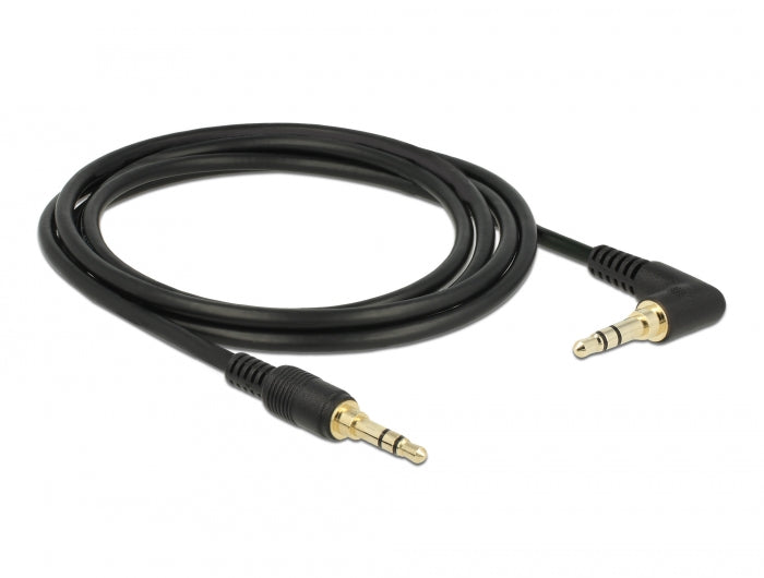 Delock Klinkenkabel 3,5 mm 3 Pin Stecker > Stecker gewinkelt 2 m schwarz
