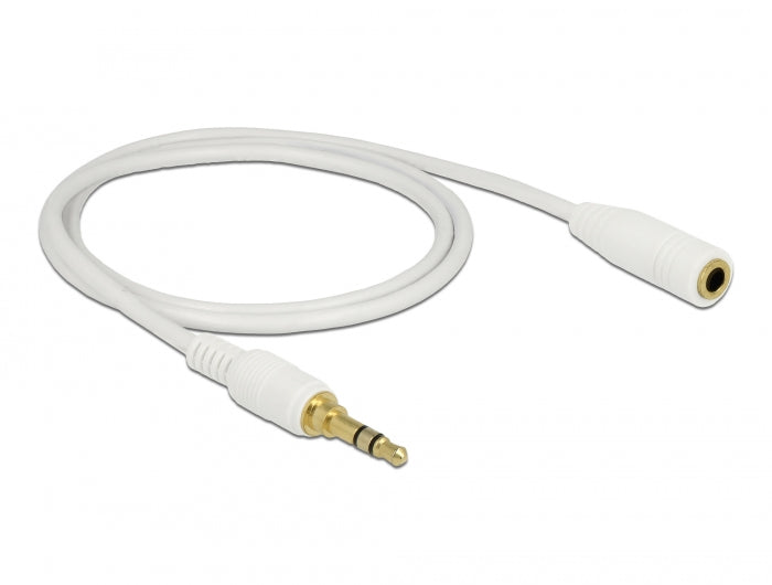 Delock Klinkenverlängerungskabel 3,5 mm 3 Pin Stecker zu Buchse 1 m weiß