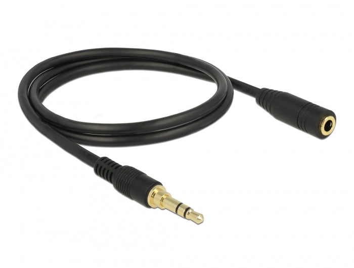 Delock Klinkenverlängerungskabel 3,5 mm 3 Pin Stecker zu Buchse 2 m schwarz