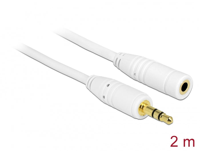 Delock Klinkenverlängerungskabel 3,5 mm 3 Pin Stecker > Buchse 2 m weiß