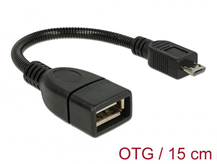 Delock Kabel USB micro-B Stecker > USB 2.0-A Buchse OTG flexibel 15 cm