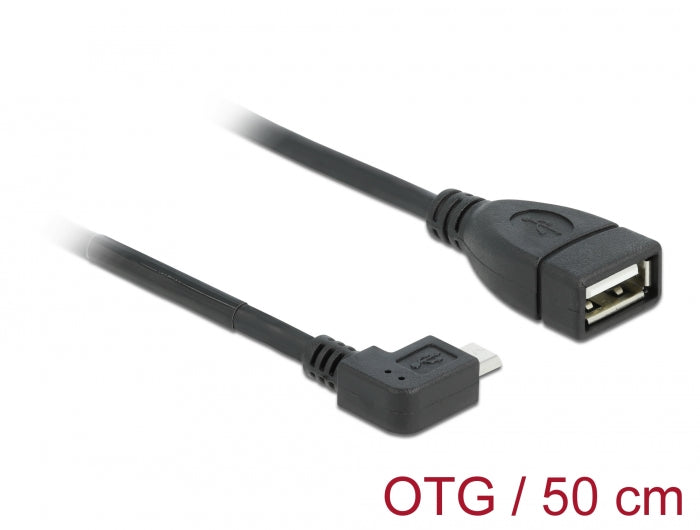 Delock Kabel USB micro-B Stecker > USB 2.0-A Buchse OTG 50 cm gewinkelt