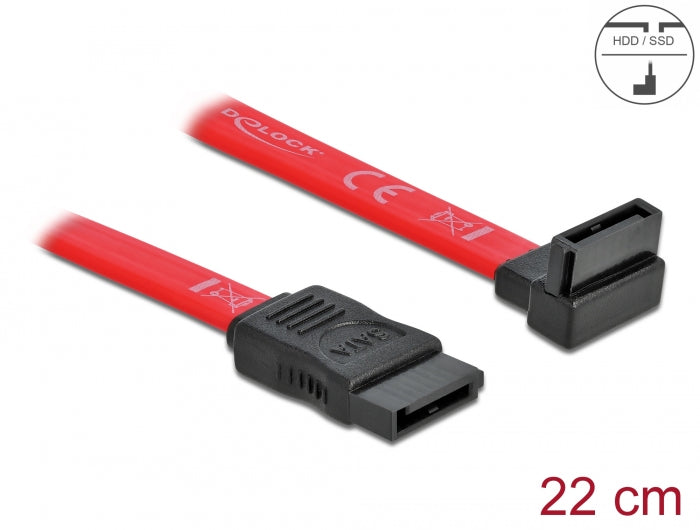 Delock SATA 3 Gb/s Kabel gerade auf oben gewinkelt 22 cm rot